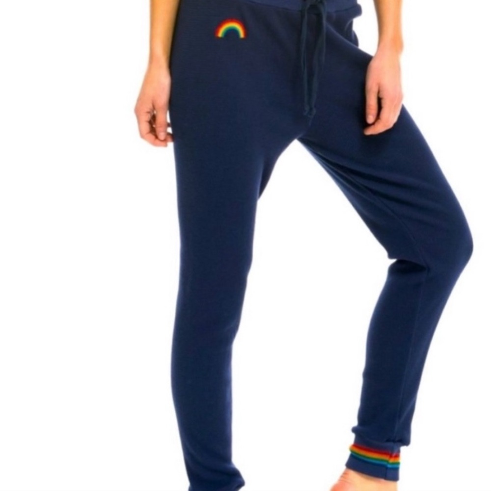 Aviator Nation Navy Track pants with Rainbow 🌈